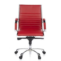 Sedia in pelle PALMA 10 in acceso color rosso, altezza media