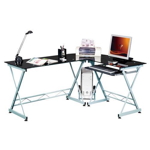 Scrivania per pc EXPERT, elegante e moderna in vetro nero e metallo