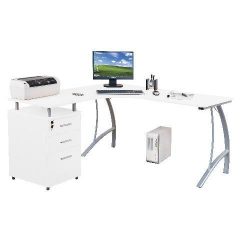 Scrivania con cassettiera CASTOR, ampio ripiano di lavoro in forma a L