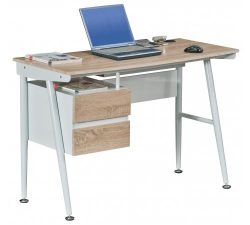 Scrivania con cassettiera VIKING in legno e metallo, colori chiari in stile nordico