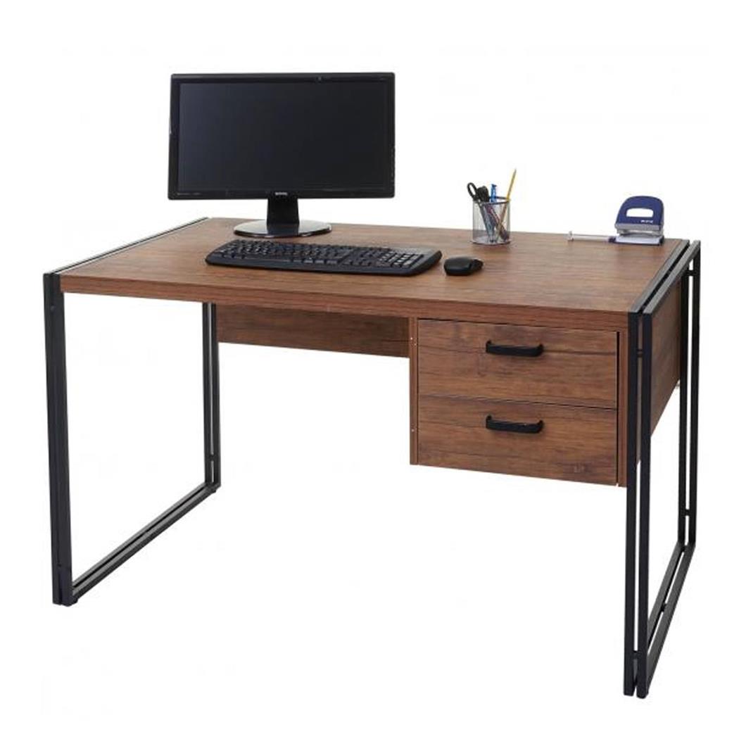 Scrivania da ufficio ELSA, Stile Industrial con Cassetti, 122x73x76cm, Legno e Metallo