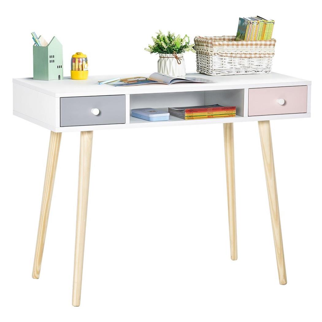 Scrivania KOLORS, con Cassetti, 100x48x76,5cm, In Legno colore Bianco