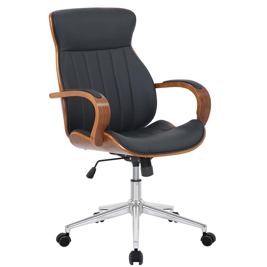 Sedia di Design MELINA, Elegante e Moderna, Struttura Legno Noce, Seduta in Pelle Nera