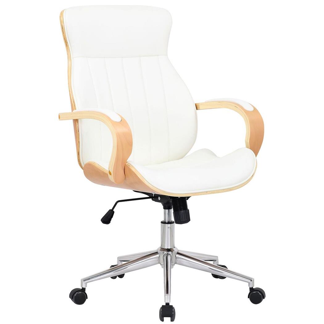 Sedia di Design MELINA, Elegante e Moderna, Struttura Legno Faggio, Seduta in Pelle Bianca