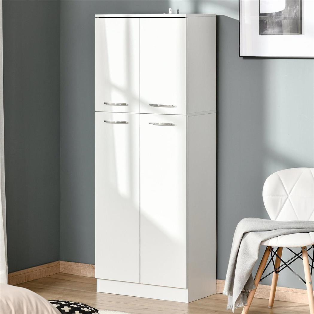 Armadietto CLIO, Mensole Regolabili, 59x31x155cm, in Legno Bianco