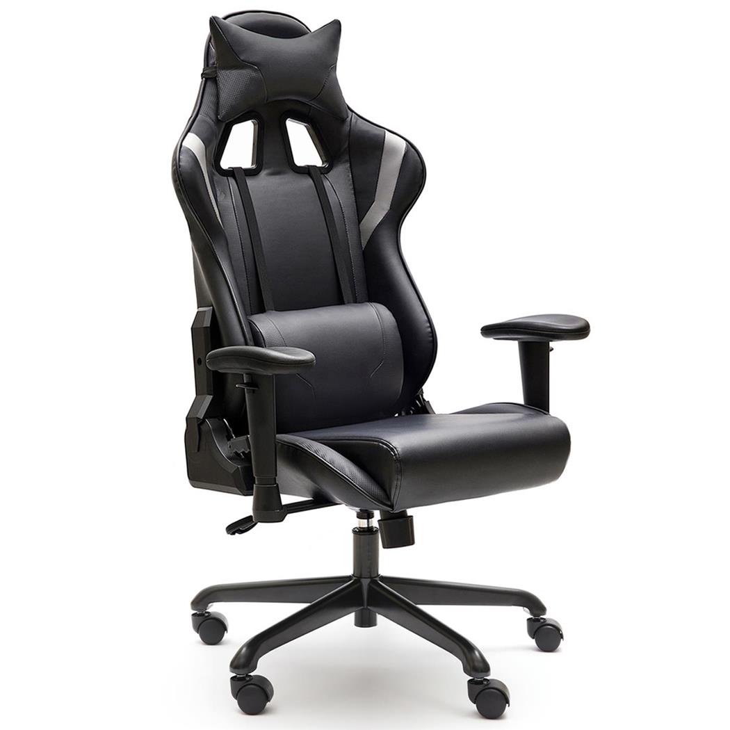 Poltrona Gaming ORION, Braccioli Regolabili, in Pelle Nero/Grigio