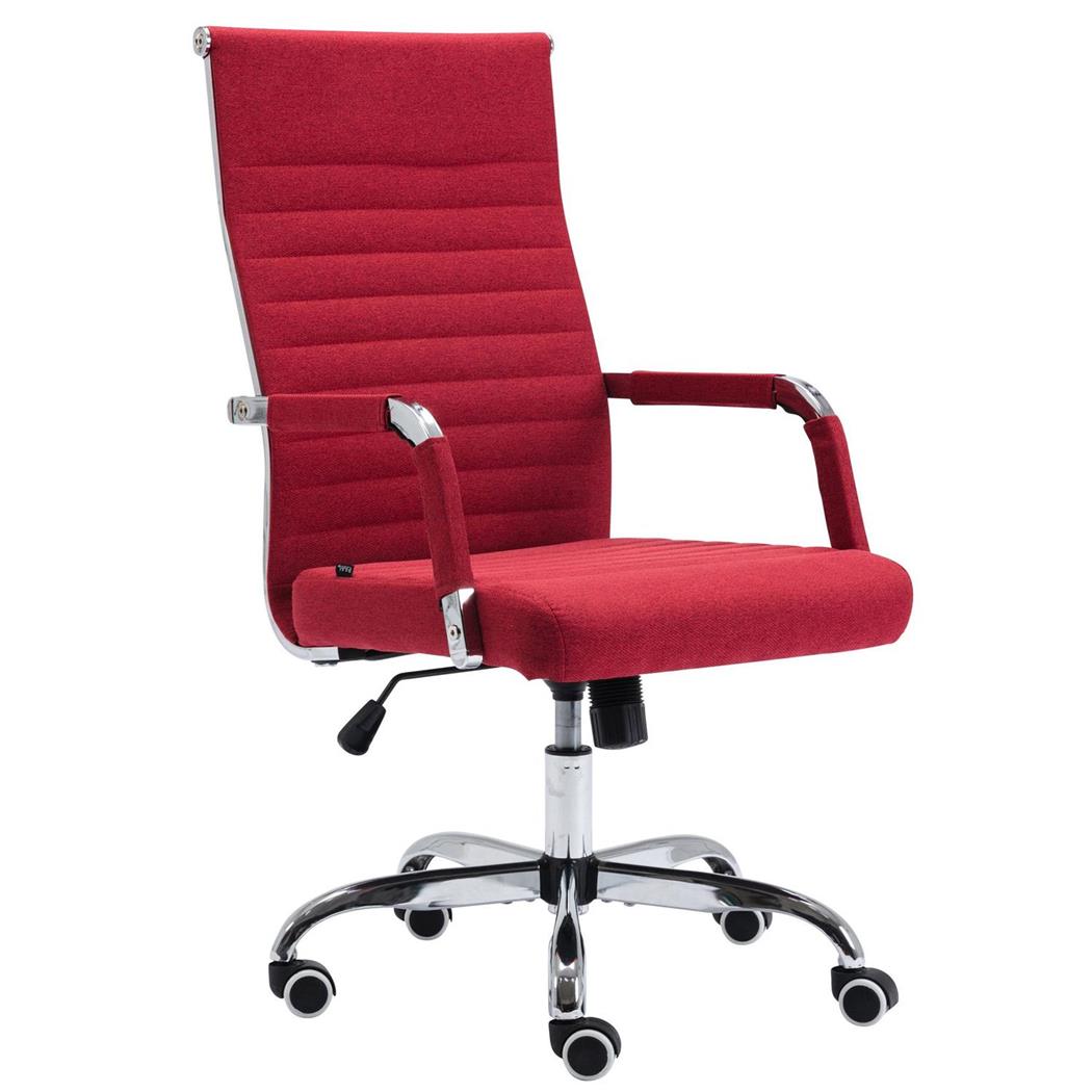 Sedia da Ufficio BERLIN TESSUTO, Design Elegante, Base in Metallo, Rosso