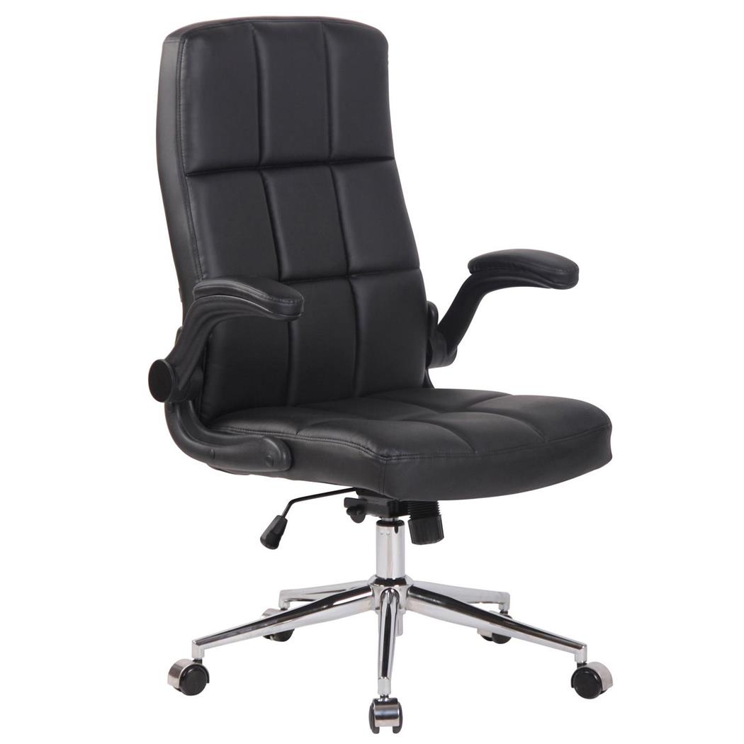 Poltrona ufficio FLEXI, Confortevole e Moderna, Base in Metallo, Pelle Nera