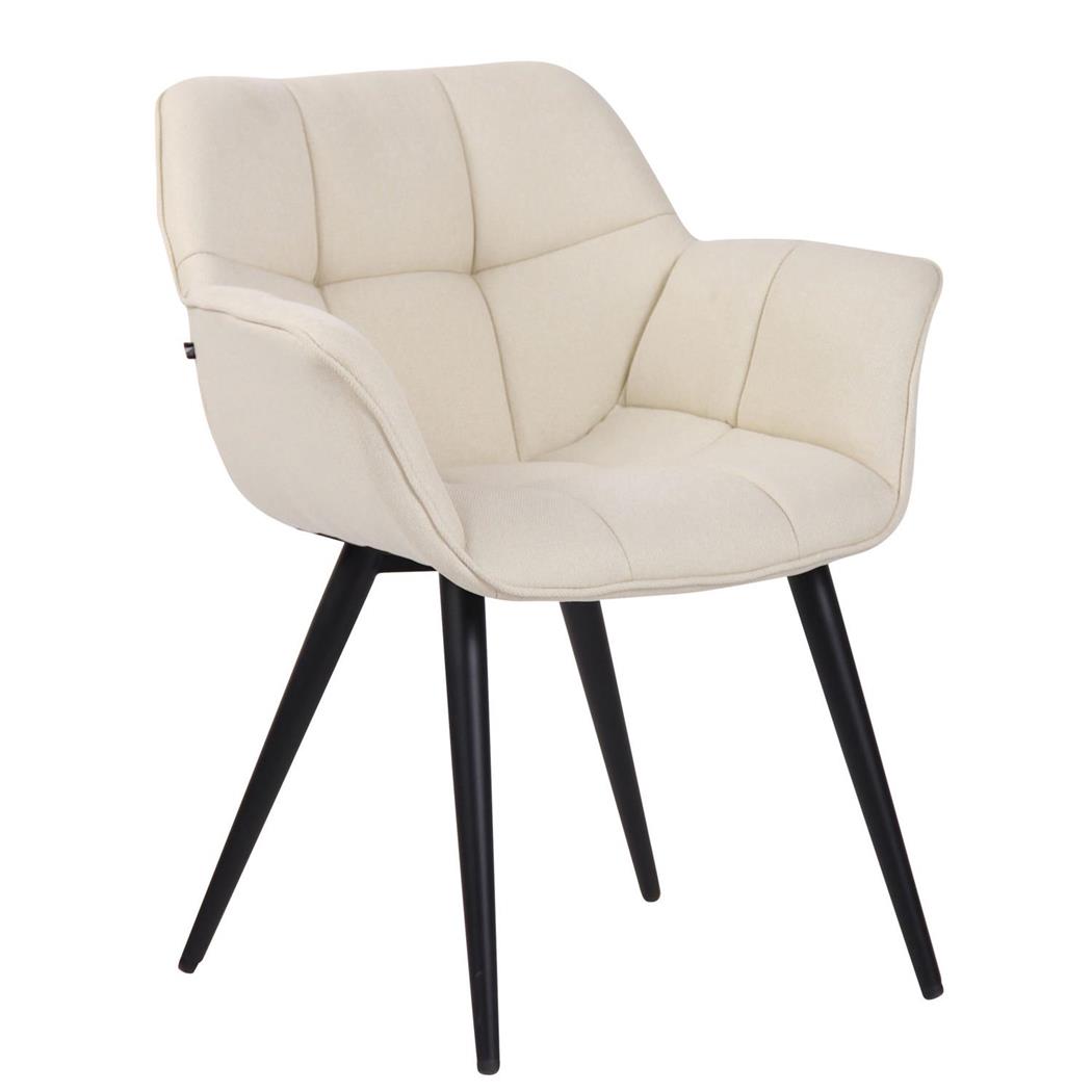 Poltroncina per ospiti TESLA, Design Moderno, Gambe Nere, Tessuto Crema