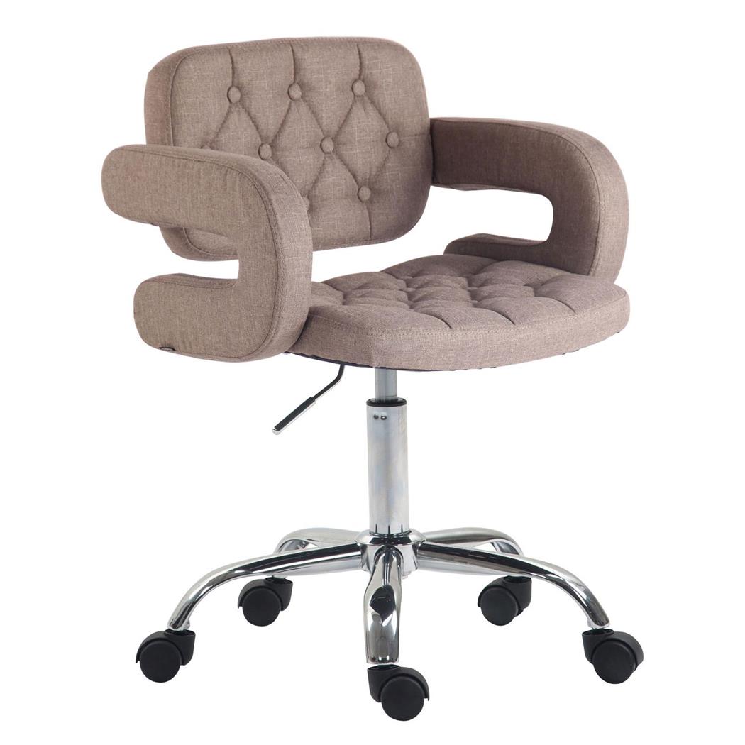 Sedia da ufficio SAMSON, Comoda Imbottitura con Braccioli, in Tessuto Marrone Chiaro