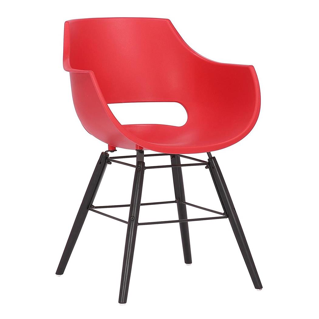 Sedia Attesa CALIFORNIA, Design Moderno, Gambe in Legno di Faggio Scuro, Rosso