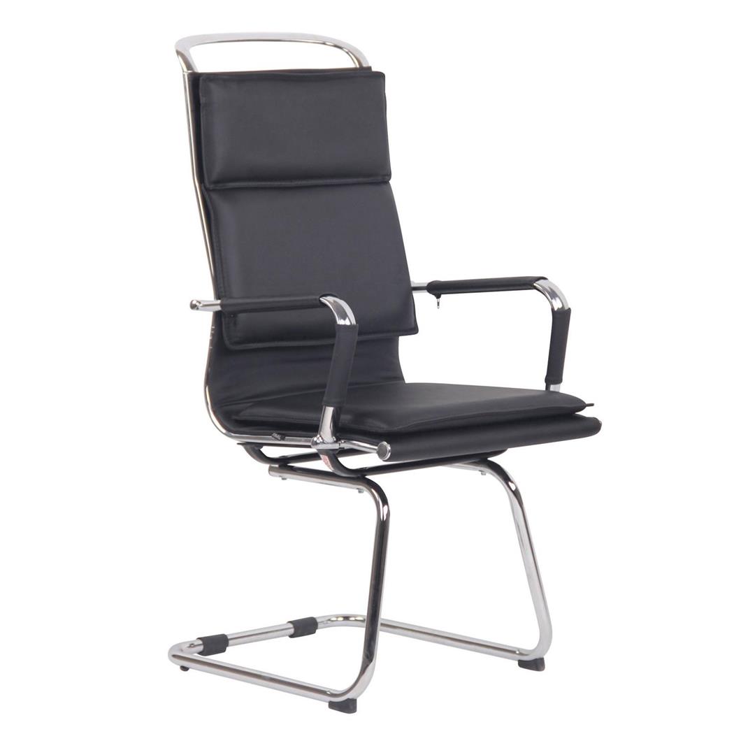 Sedia Per Sala Riunioni QUEBEC V, Elegante, Confortevole, in Vera Pelle, Nero