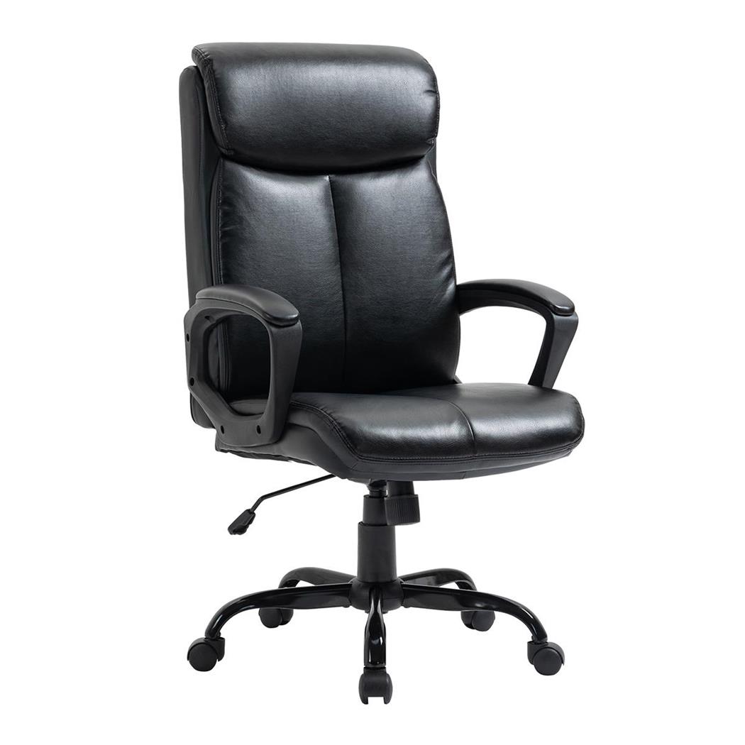Poltrona da ufficio TARSO, Design Classico, Basculante, in Pelle color Nero