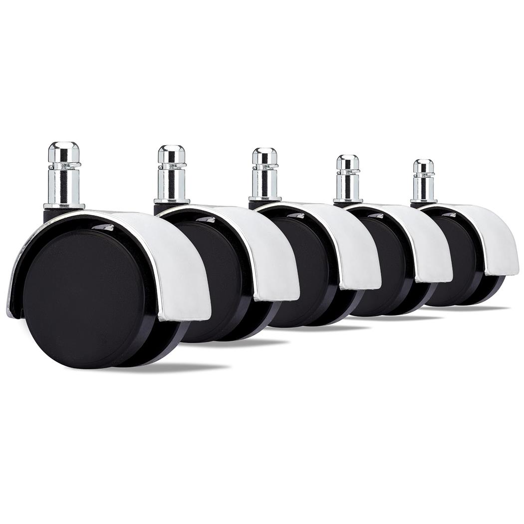 5x Ruote per Sedie da Ufficio, 11mm/50mm, Elegante Finitura Cromata