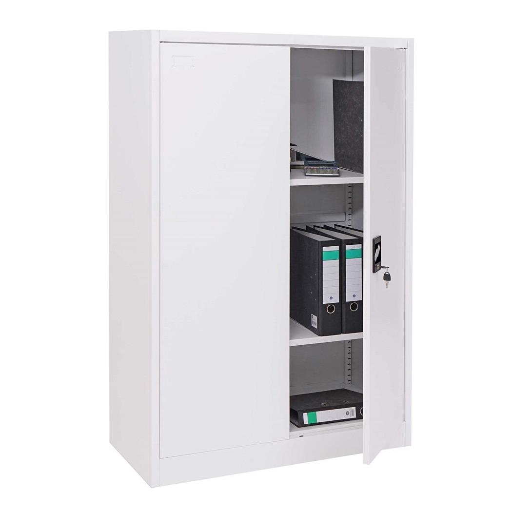 Armadio metallico SASKI 2 ANTE, cm 140x90x40, in Acciaio, colore Bianco