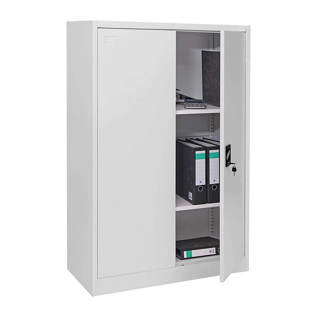 Armadio metallico SASKI 2 ANTE, cm 140x90x40, in Acciaio, colore Grigio