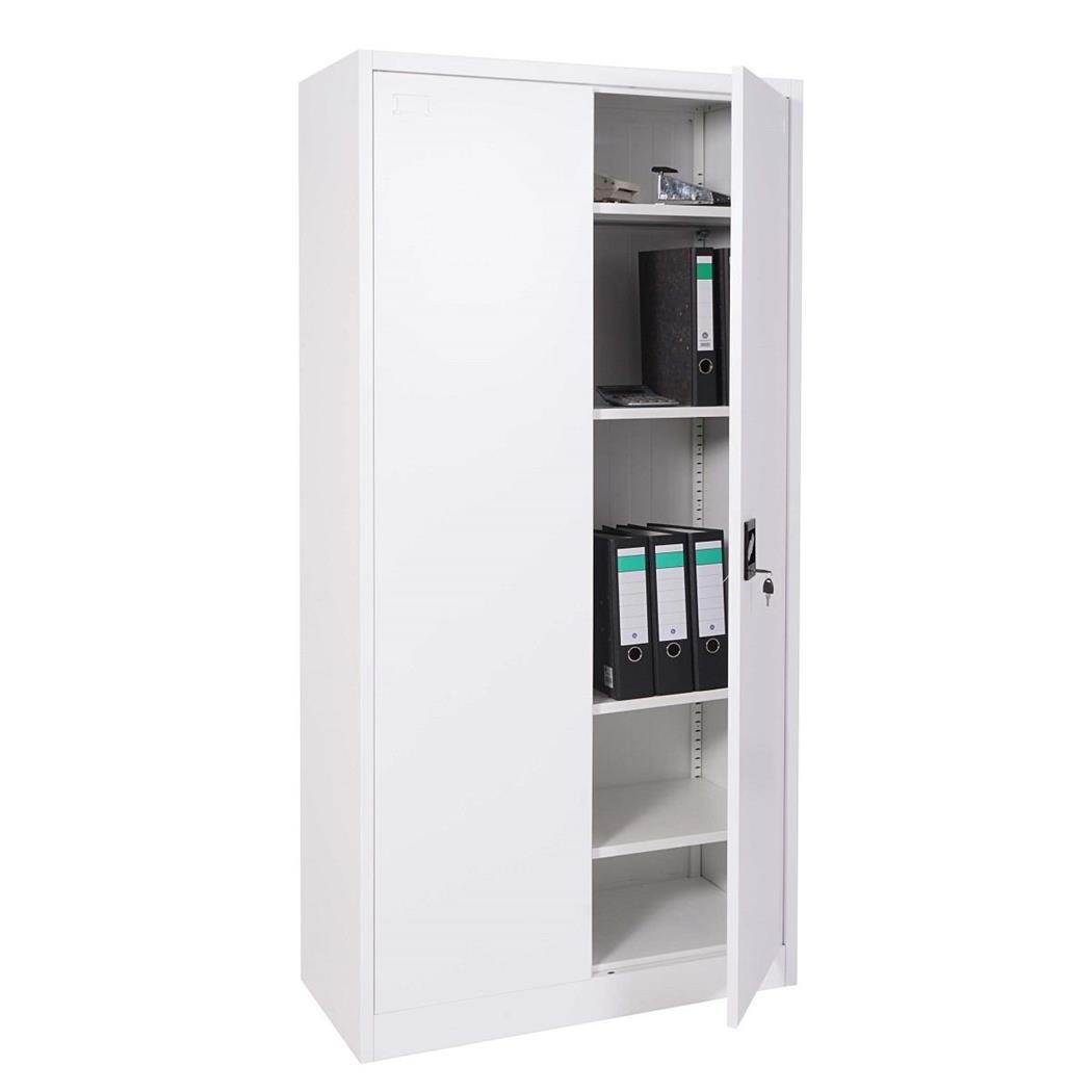 Armadio metallico DENZEL 2 ANTE, cm 185x90x40, in Acciaio, colore Bianco