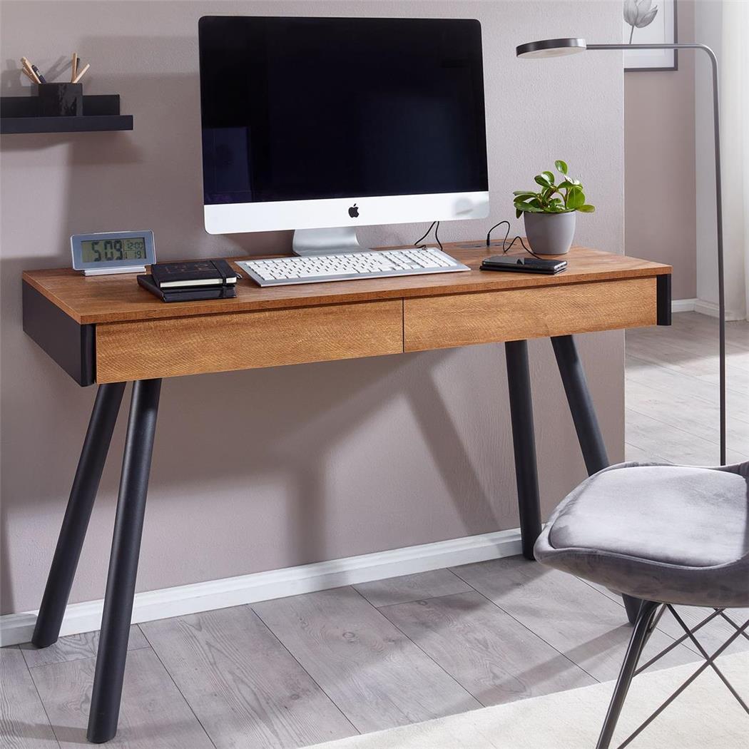 Scrivania per Ufficio GIOVE, Sistema Audio Integrato, 120x55x76cm, Faggio e Nero