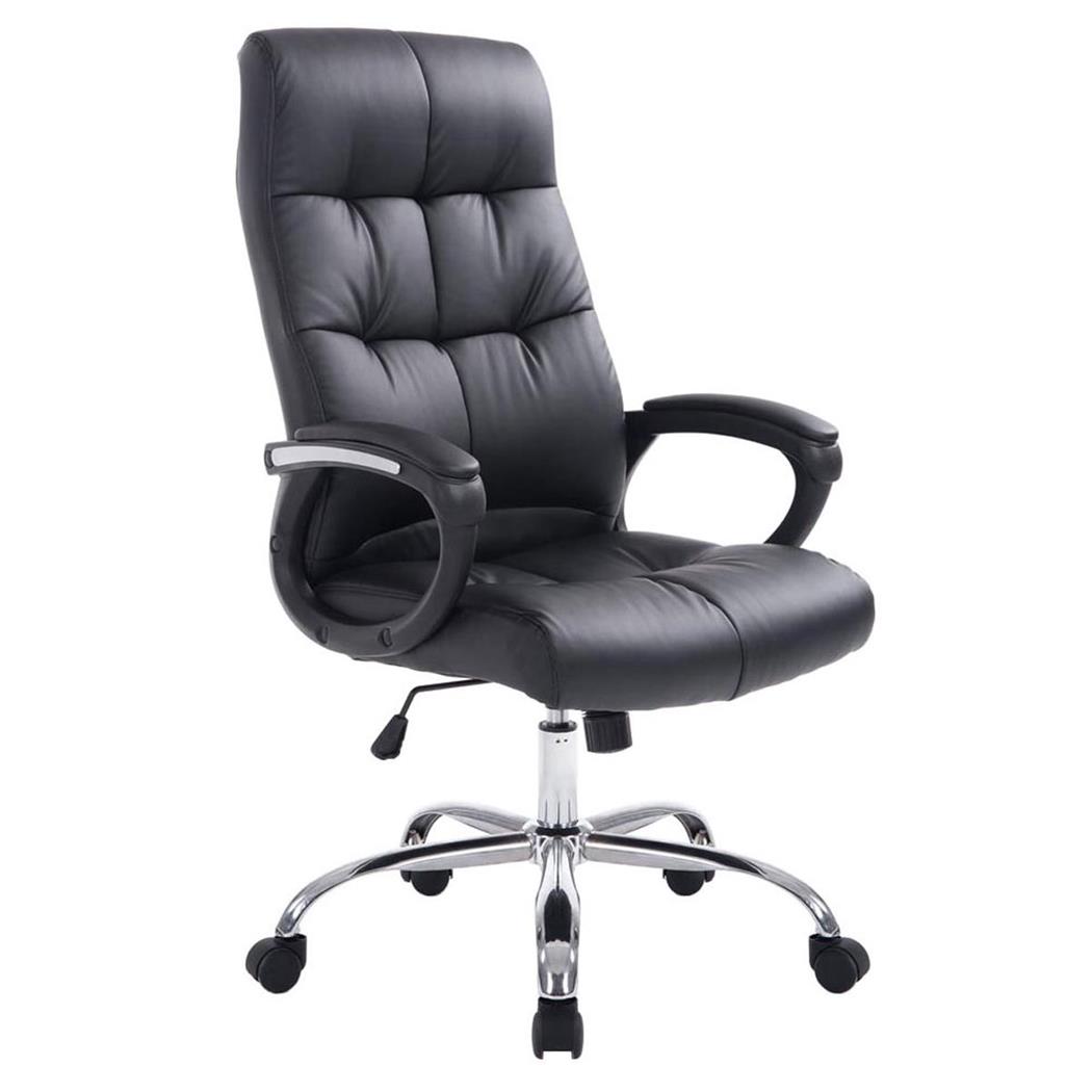 DEMO# Poltrona per ufficio ARABIGA, Imbottitura spessa, Resistente fino a kg 160, in Pelle colore Nero