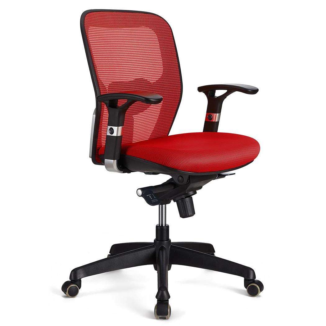 DEMO# Sedia Ergonomica FELIX, Sostegno Lombare Regolabile, Uso Professionale, in Rosso
