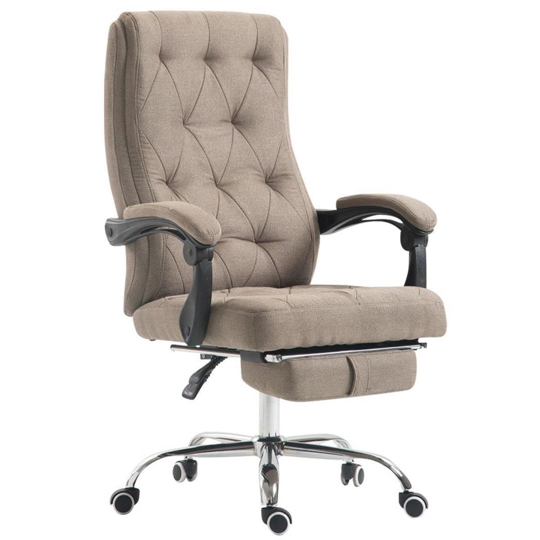DEMO# Poltrona ufficio BENETY TESSUTO, Stile Chester, con Poggiapiedi Estensibile, in Tessuto Marrone Chiaro
