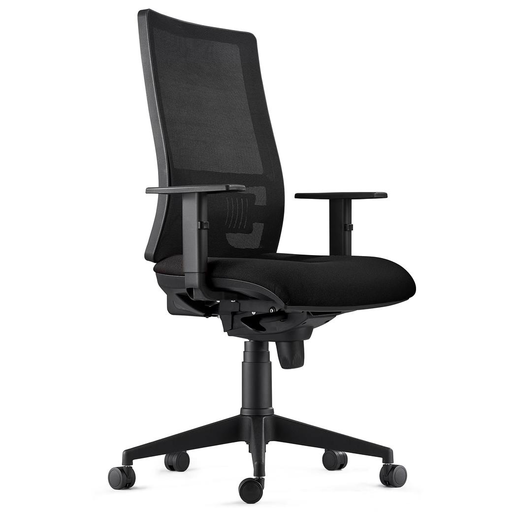 DEMO# Sedia Ergonomica EMERSON, Regolabile, Tessuto Ignifugo, Nero