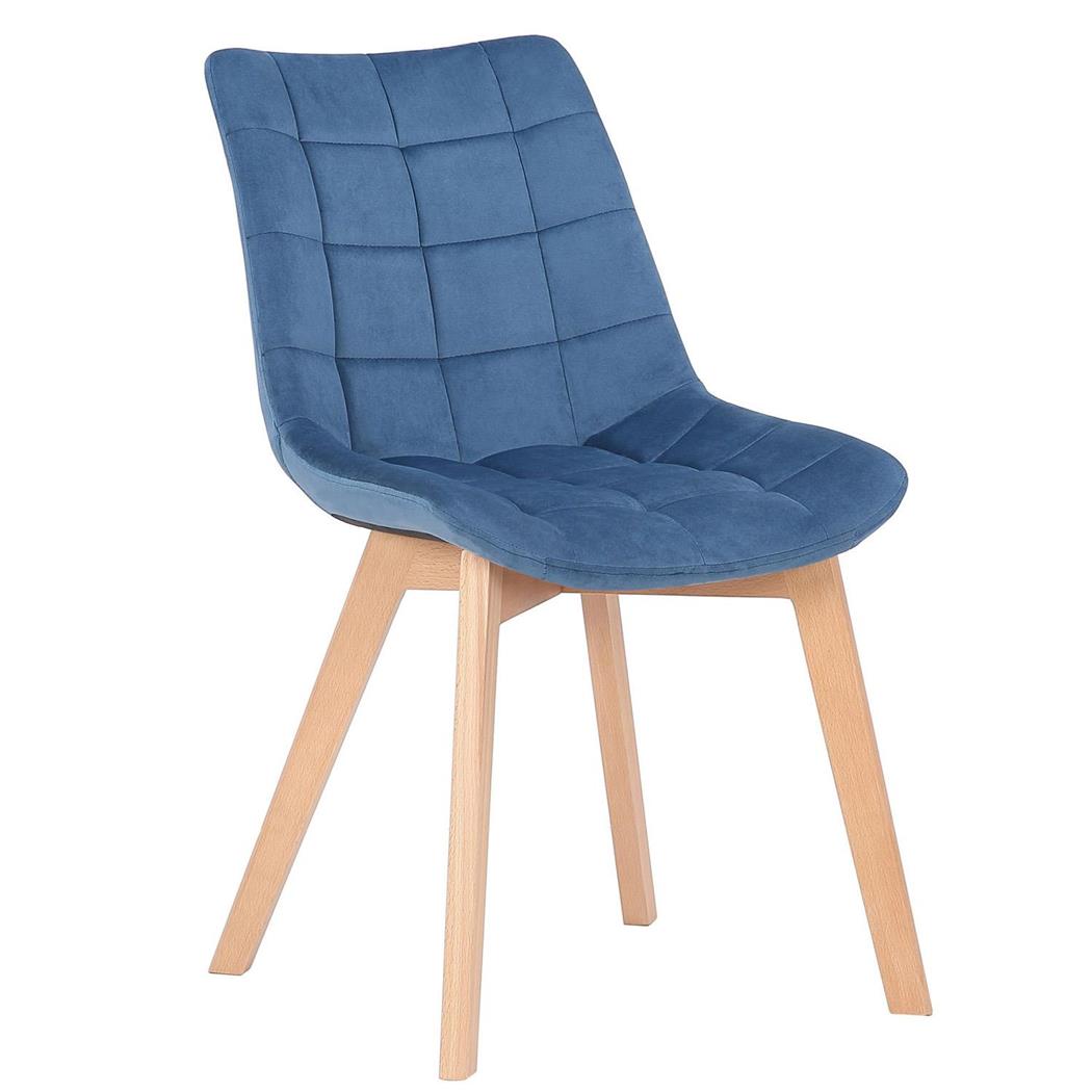 Sedia Ospiti e Riunioni LODRI, Imbottita, Struttura in Legno, in Velluto Blu