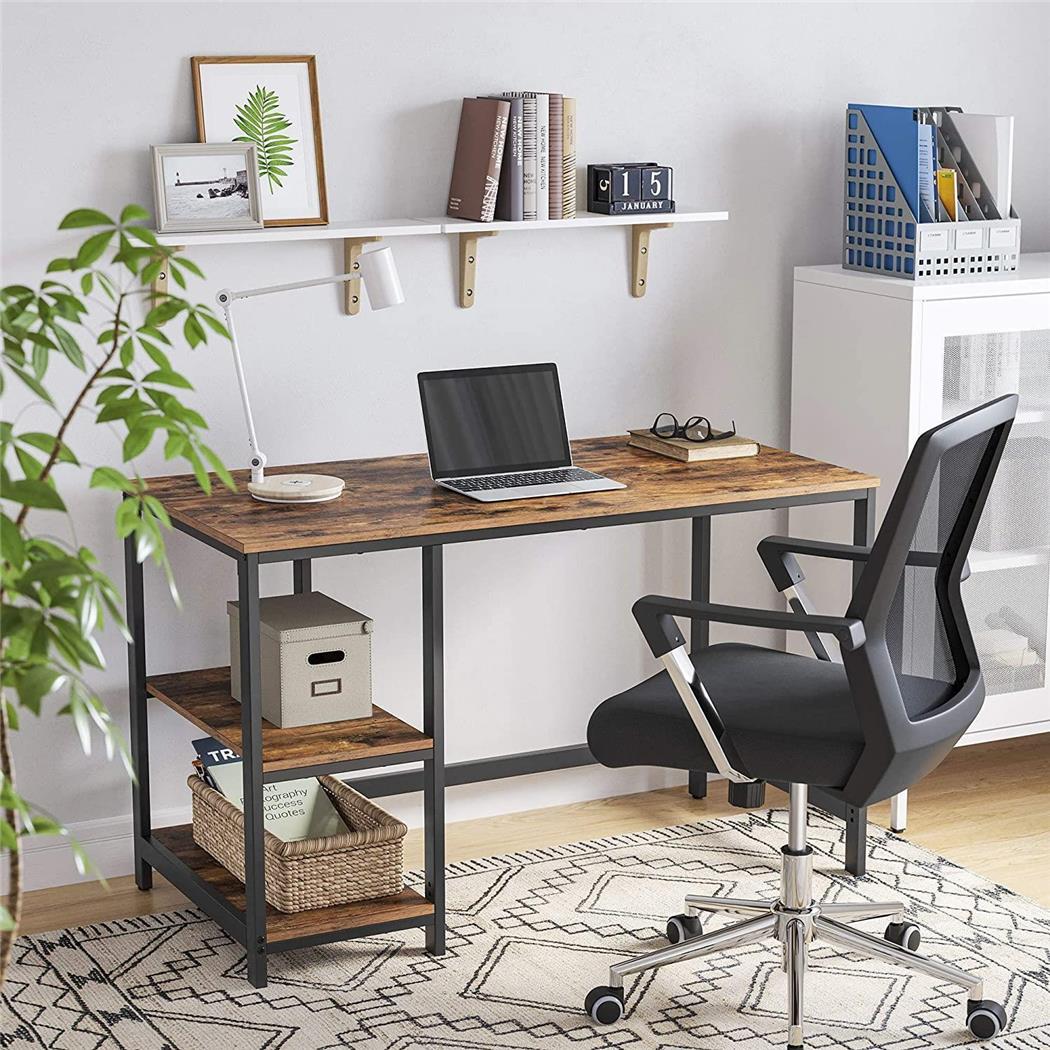 Tavolo per PC ERGOS, 120x60x75cm, Telaio in Acciaio Nero, Piano in Legno Colore Faggio