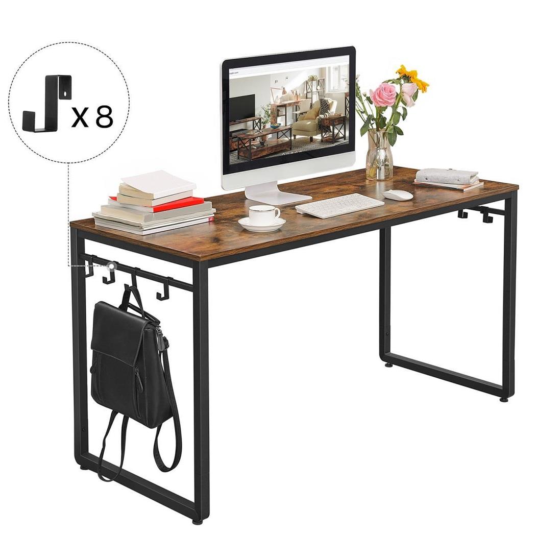 Tavolo per PC OMEGA, Design Industriale, 140x60x75cm, in Acciaio e Legno colore Faggio