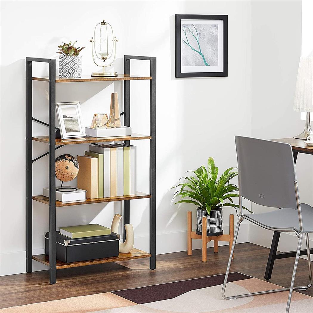 Libreria PAXTON, Stile Industriale 66x30x120 cm, Acciaio Nero e Legno color Faggio