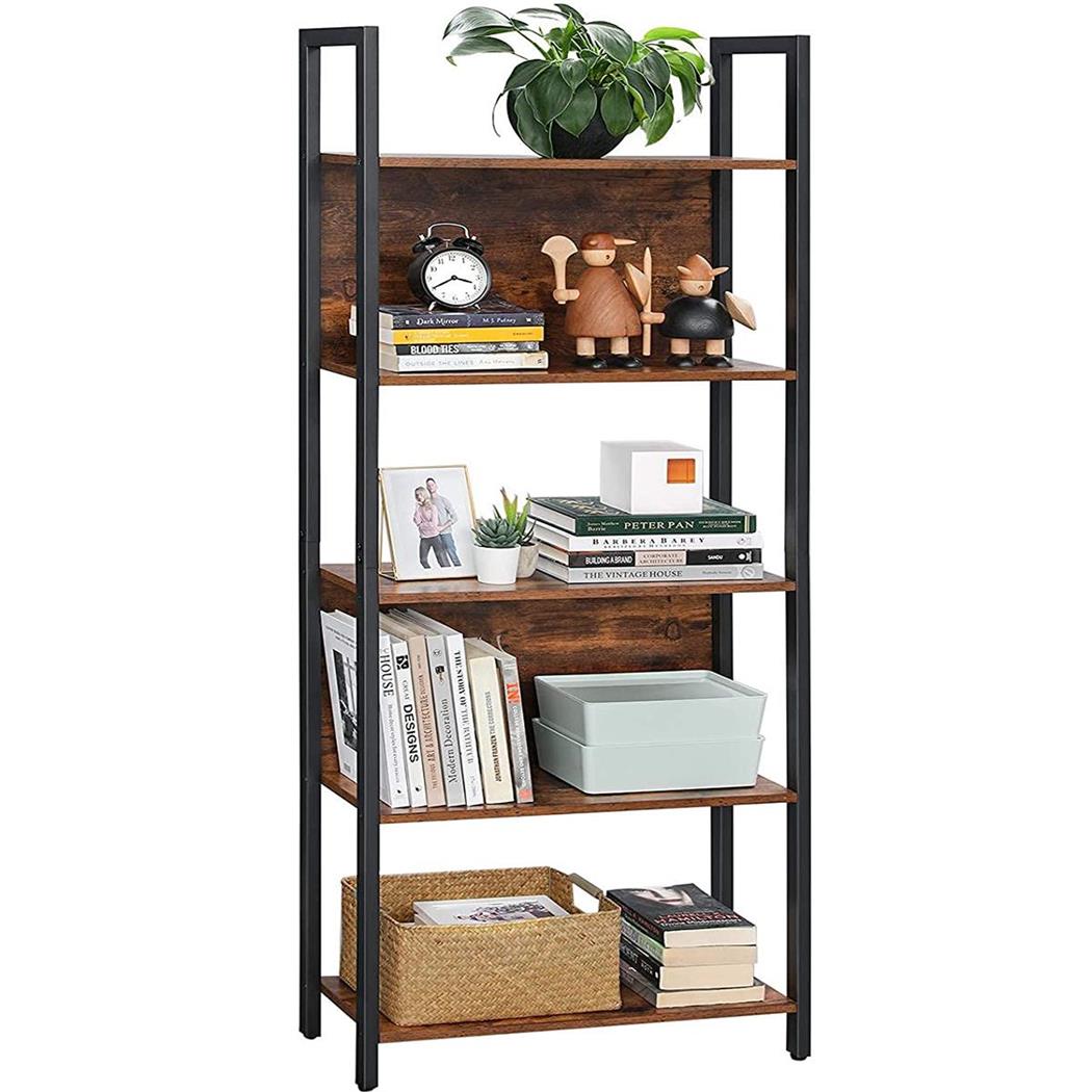 Libreria stile Industrial HONEY, 62x24x165cm, Acciaio e Legno color Faggio