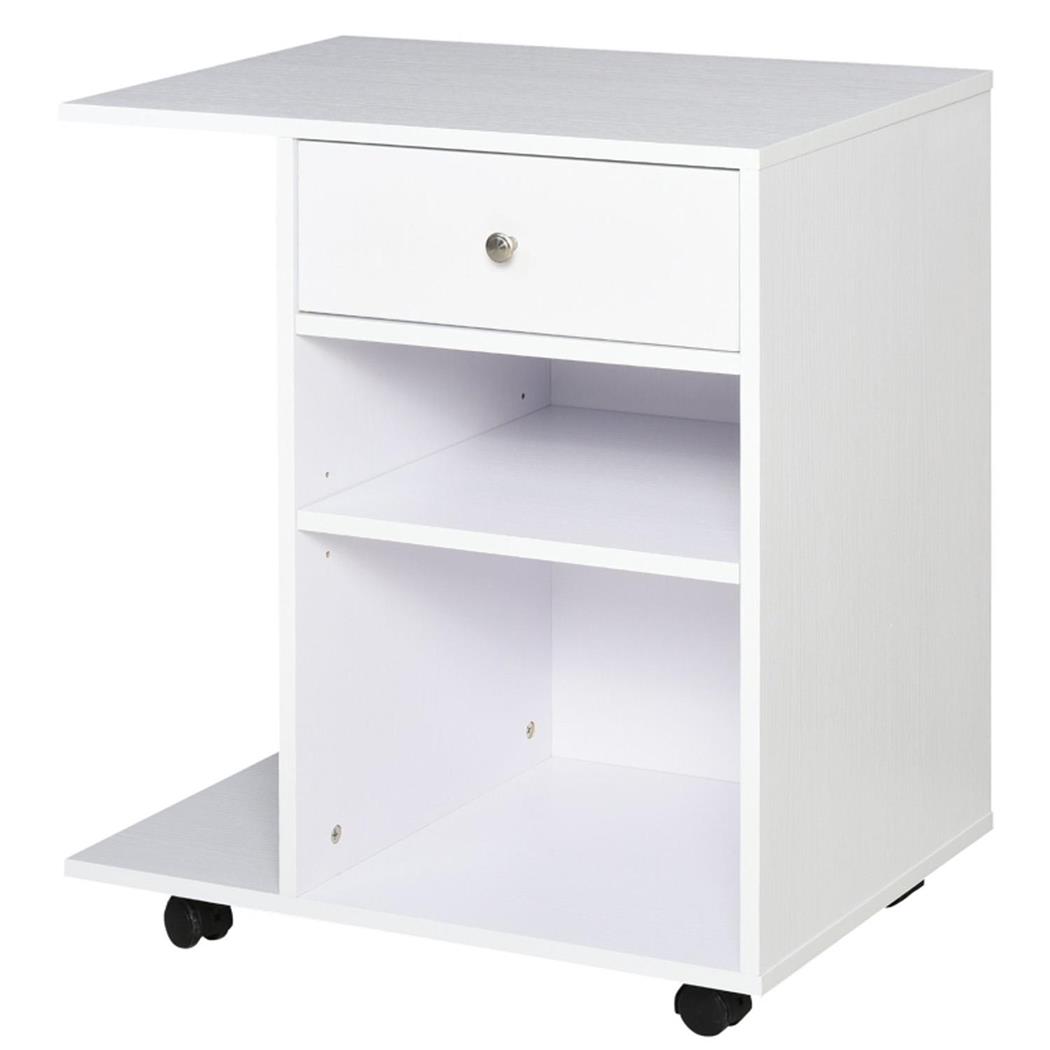 Mobiletto TRENTON, con Ruote, Vari Ripiani, 60x40x68,5 cm, Bianco