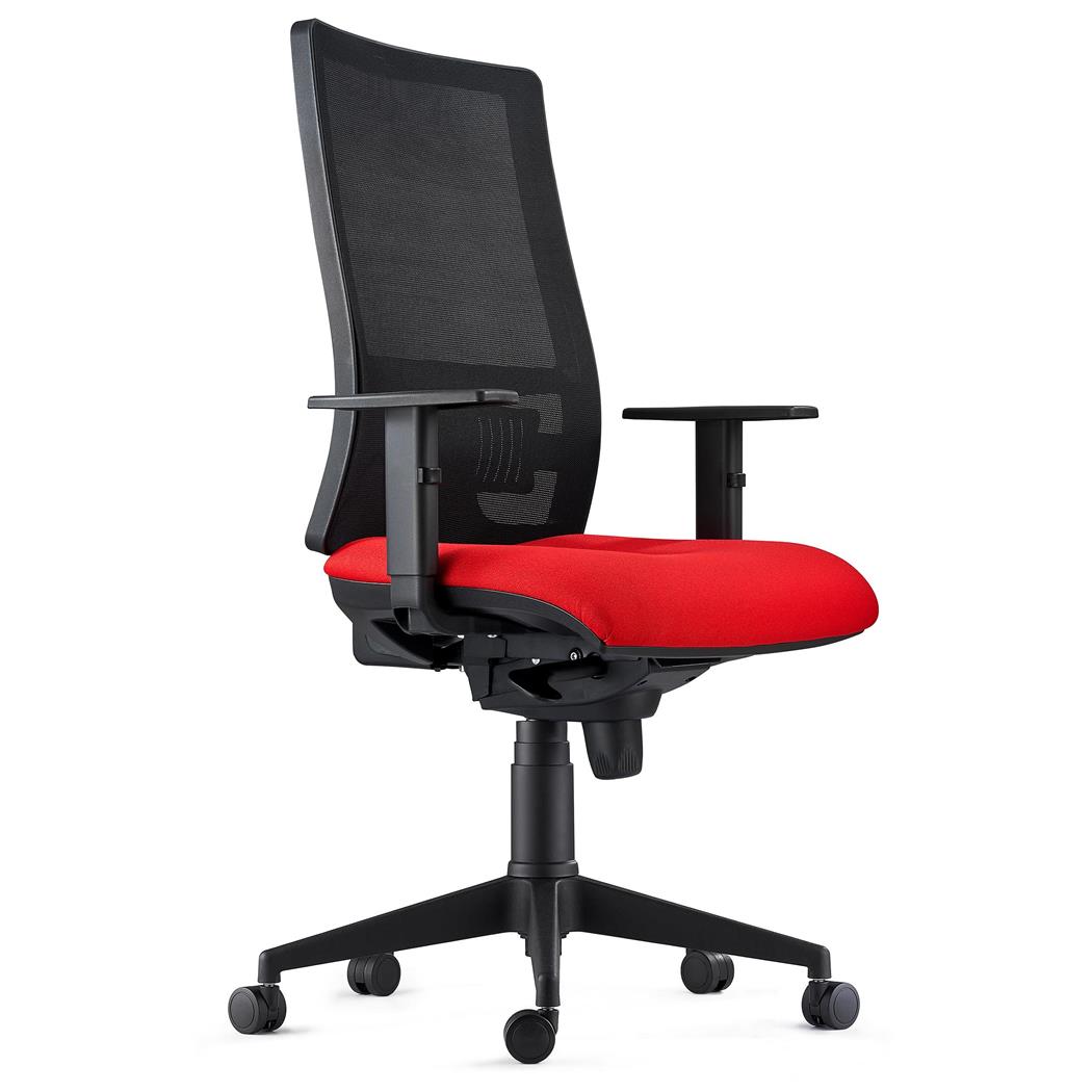 DEMO# Sedia Ergonomica EMERSON, Braccioli Regolabili, Supporto Lombare, Rivestimento Ignifugo, Rosso