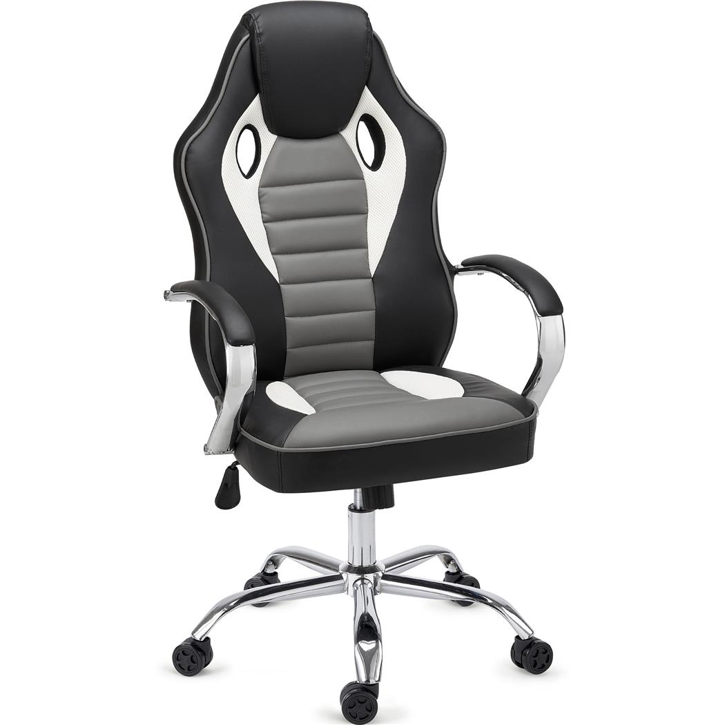 Poltrona Gaming MONTECARLO, Confortevole, Design Accattivante, Pelle, Grigio