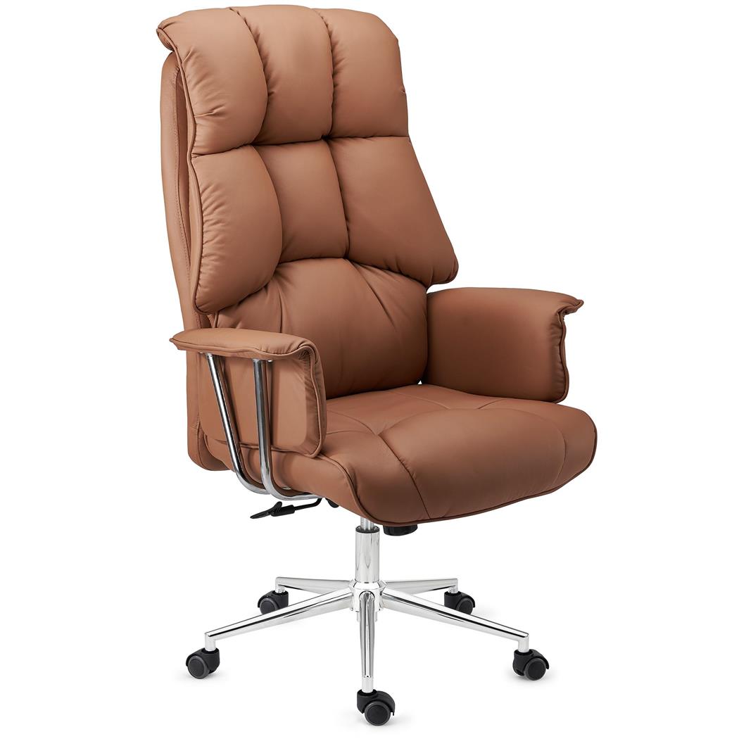 Poltrona da ufficio PRESIDENT, Design Esclusivo, Elegante e Raffinata, Pelle, Marrone