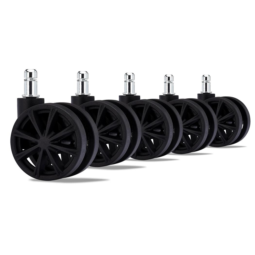 5x Ruote per Sedie da Ufficio, 11mm, Design Accattivante, Alta Qualità, in Nero