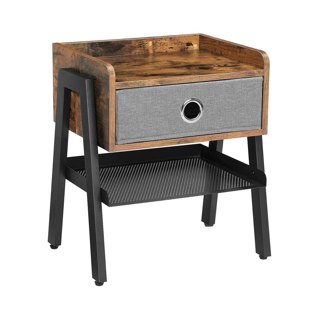 Cassettiera WALLE, Cassetto e Ripiano Aperto, 46,3x25,5x52,5 cm, Metallo e Legno Color Faggio