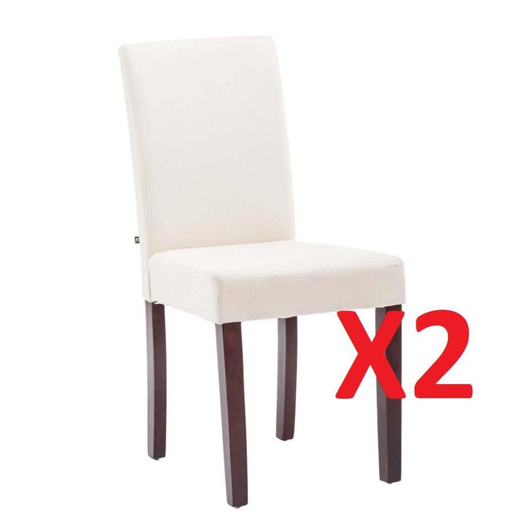 DEMO# Lotto di 2 Sedie per Ospiti MITA TESSUTO, Imbottita, Gambe in Legno Marrone, colore Panna