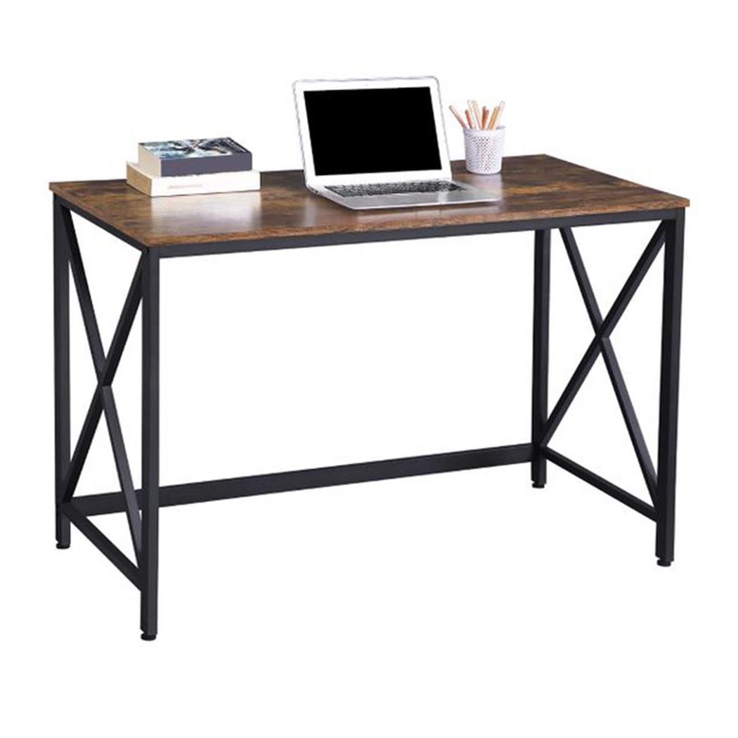 Scrivania KARAN, Design Unico, 115x60x75cm, Acciaio Nero e Legno Noce