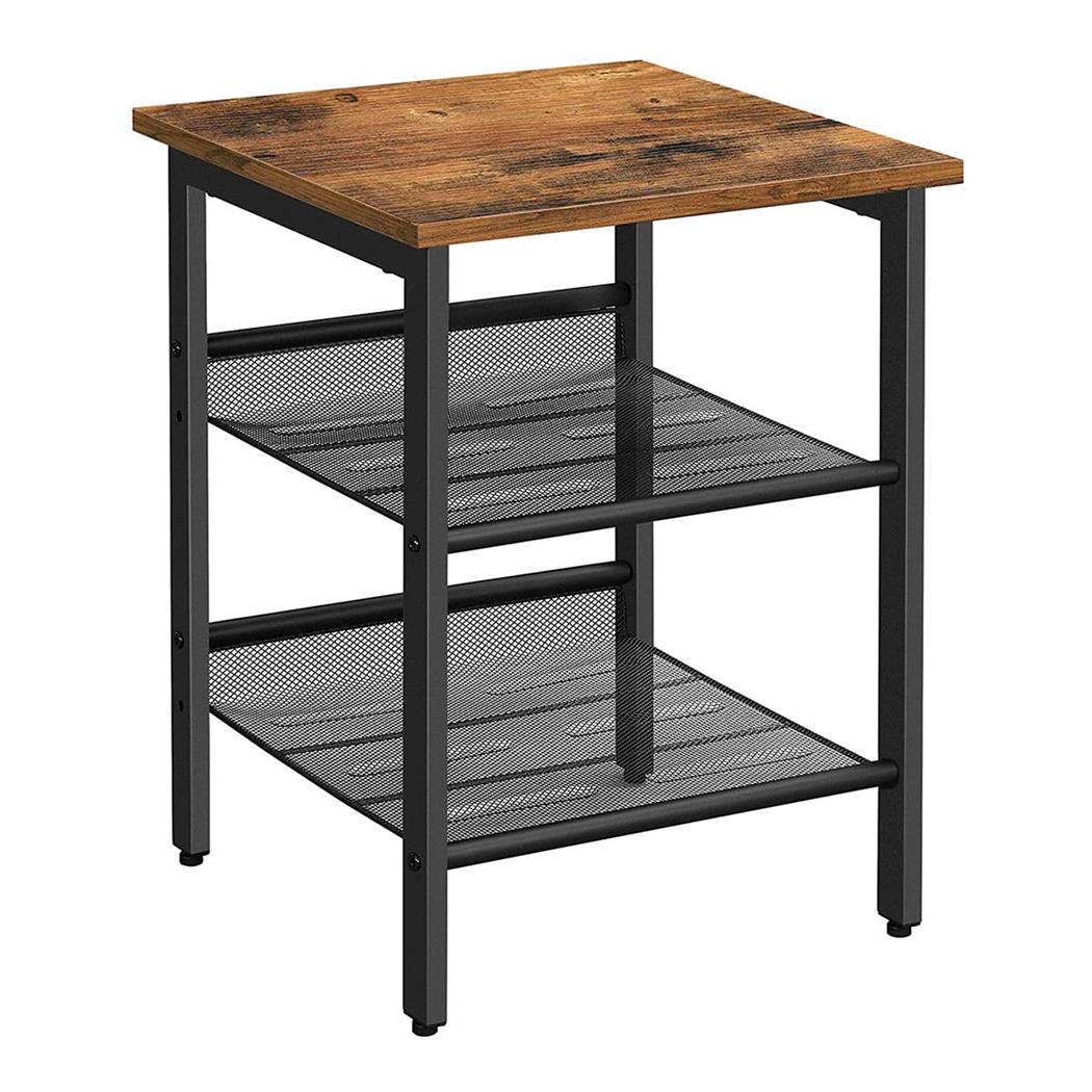 Tavolino SAURO, 40x40x55 cm, Stile Industriale, In Metallo e Legno Faggio