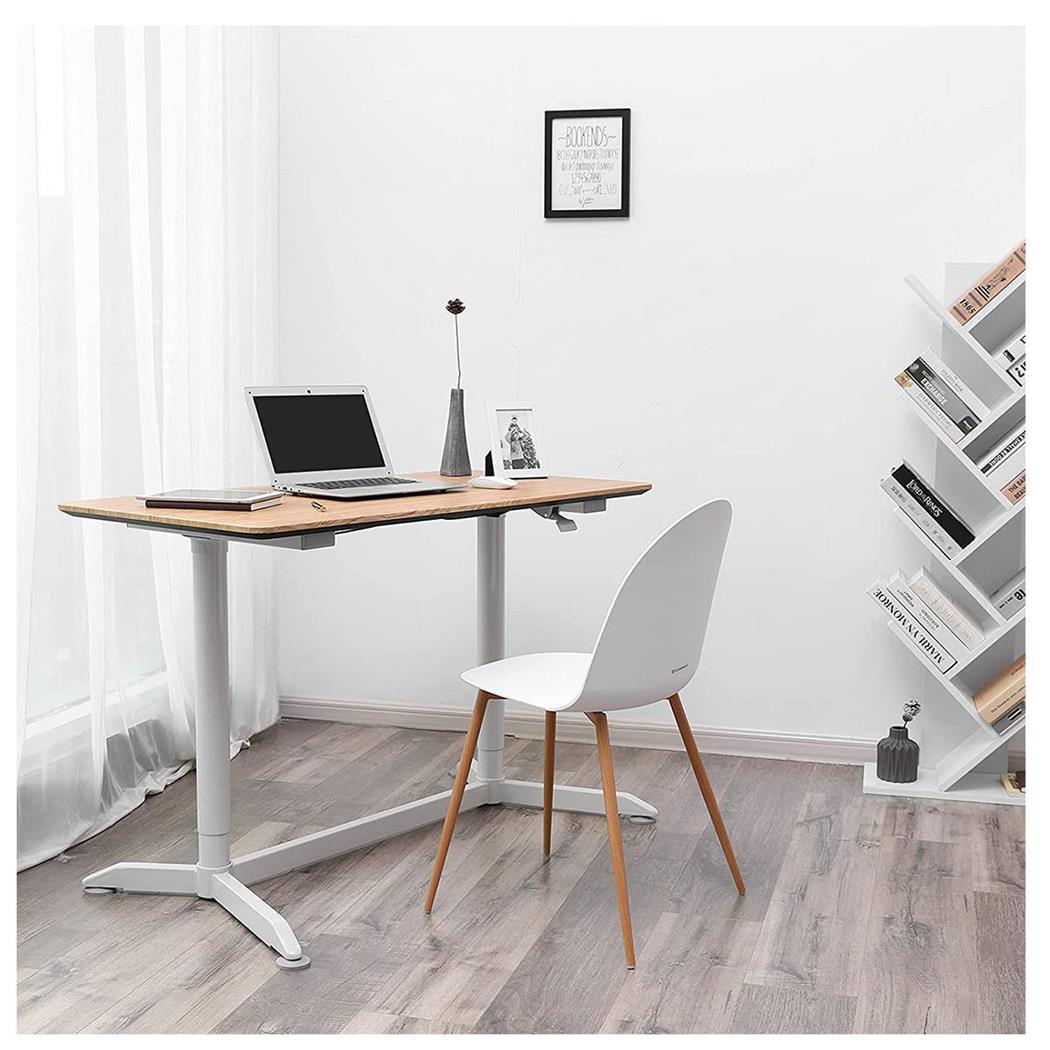 Scrivania ELEKTRO, 120x60 cm, Regolabile in Altezza Elettricamente, in Bianco e Rovere