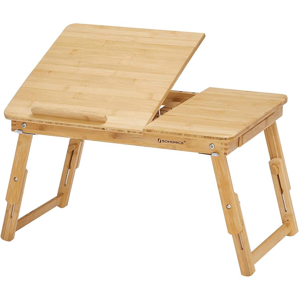 Tavolino Pieghevole MASYA, Pratico e Versatile, Con Cassetto, 65x35x21cm, in Bambù