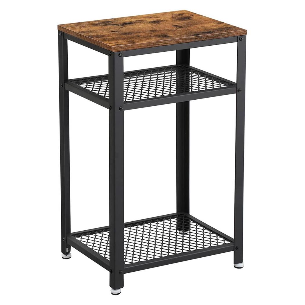 Tavolino EMORY, 2 Ripiani in Rete, 45x35x75 cm, In Metallo e Legno Faggio