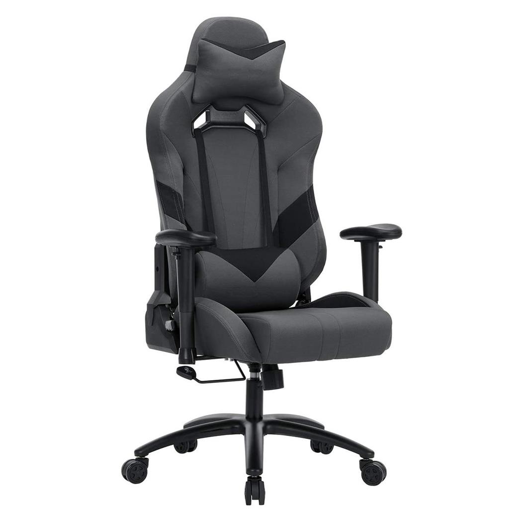 Poltrona Gaming SPYDER, Reclinabile, Cuscino Lombare, in Tessuto Nero/Grigio
