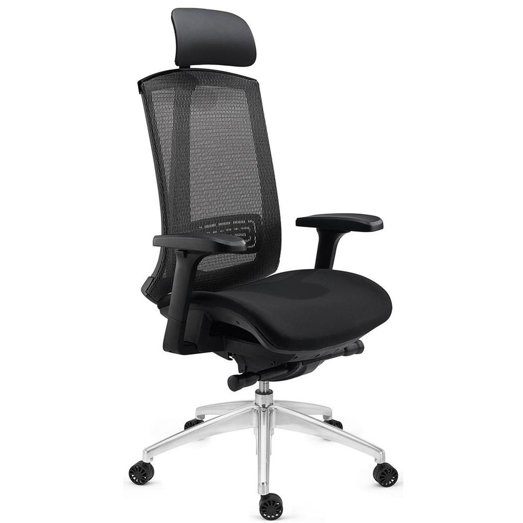 DEMO# Sedia da Ufficio RAPTOR, Supporto Lombare e Braccioli Regolabili, Rete e Tessuto Grigio