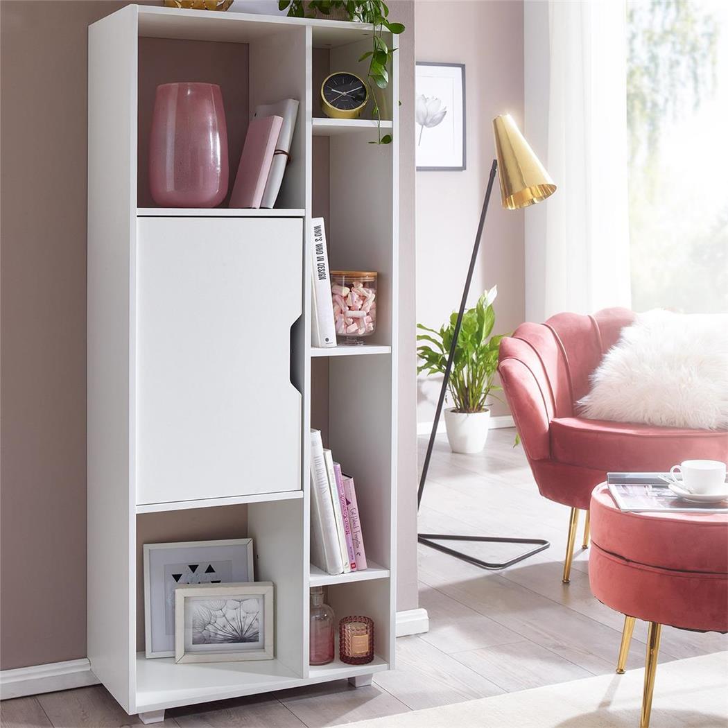 Libreria ANDREW, Design Moderno, 62,5x32x150 cm, In Legno Bianco