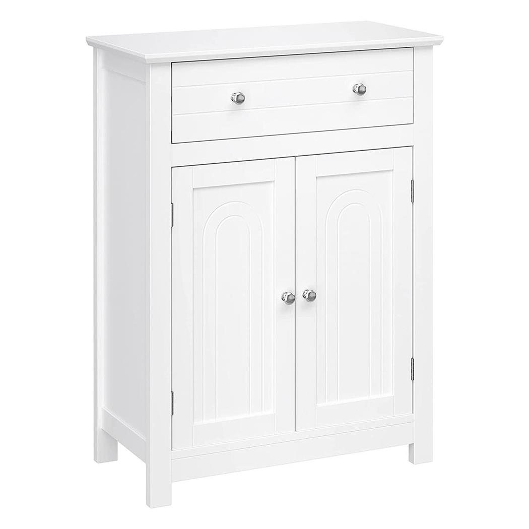 Mobiletto CARACAS, Con Ante e Cassetto, 60x30x80cm, in Legno colore Bianco
