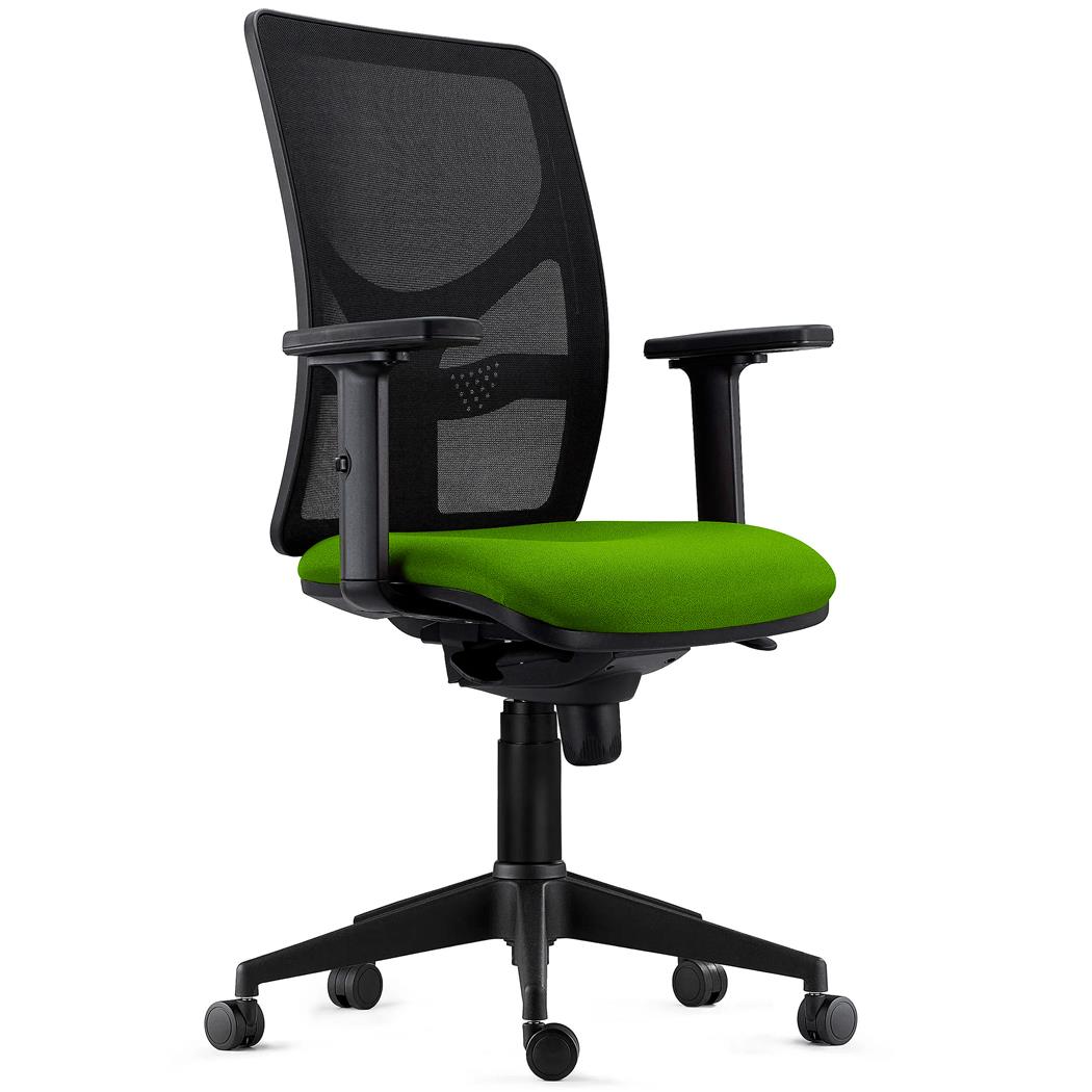 Sedia Ergonomica MILO PRO, Braccioli Regolabili in 2D, Supporto Lombare, Tessuto Ignifugo, Verde
