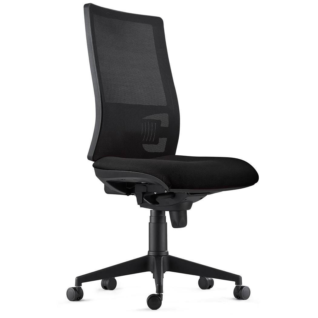 DEMO# Sedia Ergonomica EMERSON, Schienale Regolabile, Rivestimento Ignifugo, color Nero