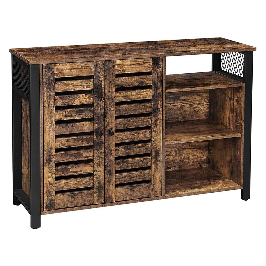 Mobiletto SIRIUS, Ante e Ripiani, 110x33x75cm, in Acciaio e Legno colore Faggio
